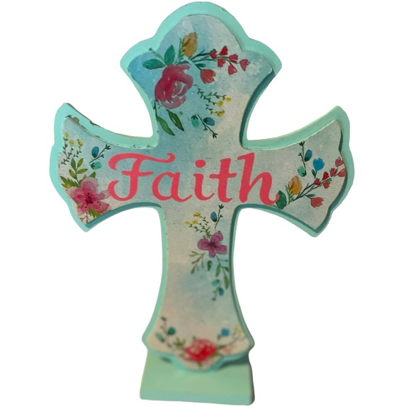 Faith cross sign pink/light blue new with tags approximately 8 in W 11 in L - Picture 1 of 4